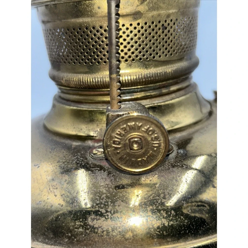 Antique Electrified Bradley & Hubbard Oil Lamp Made In USA Fleur de Lis